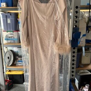 Elegant Cream Dress with Feather Details